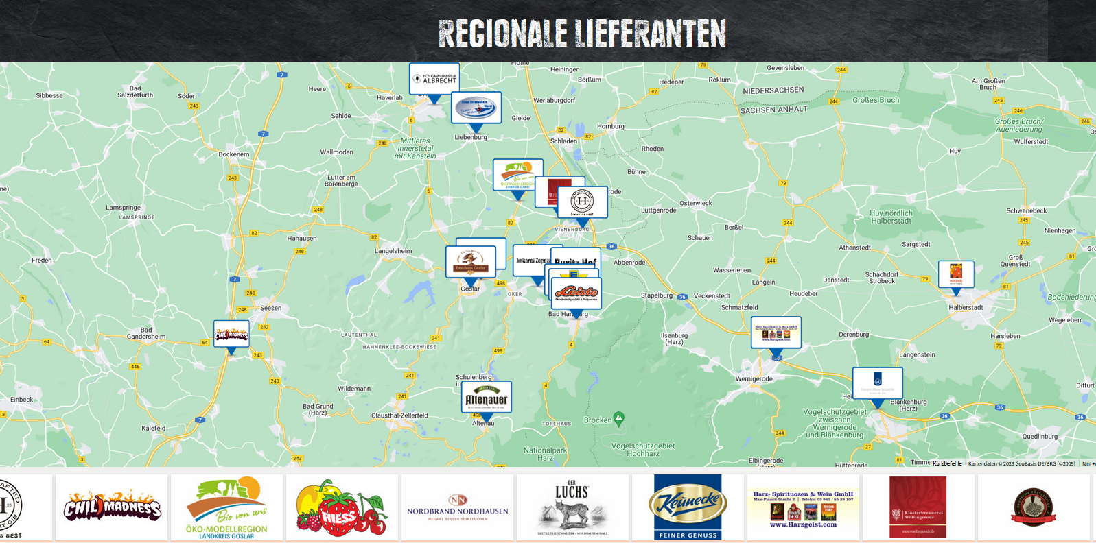 Regionalkarte mit den lokalen Lieferanten vom E-Center Lunze