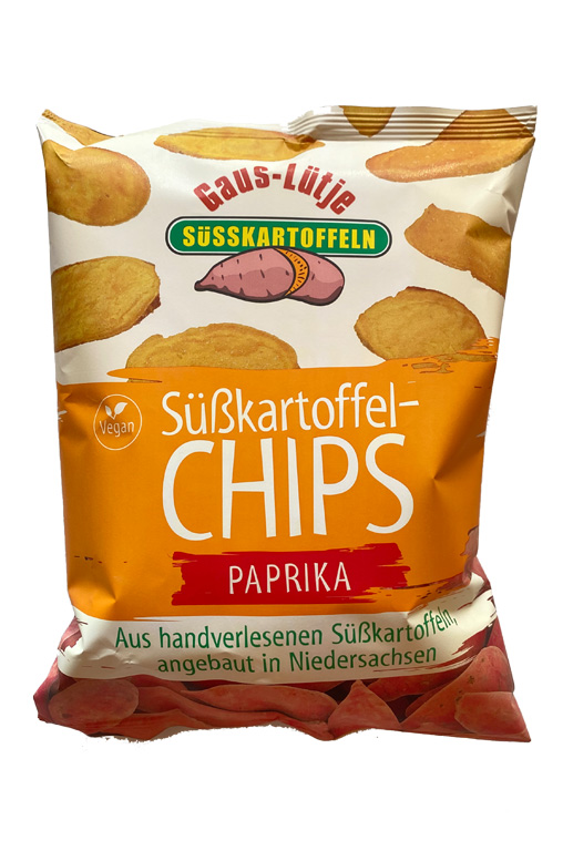 Süßkartoffel-Chips in der Sorte Paprika