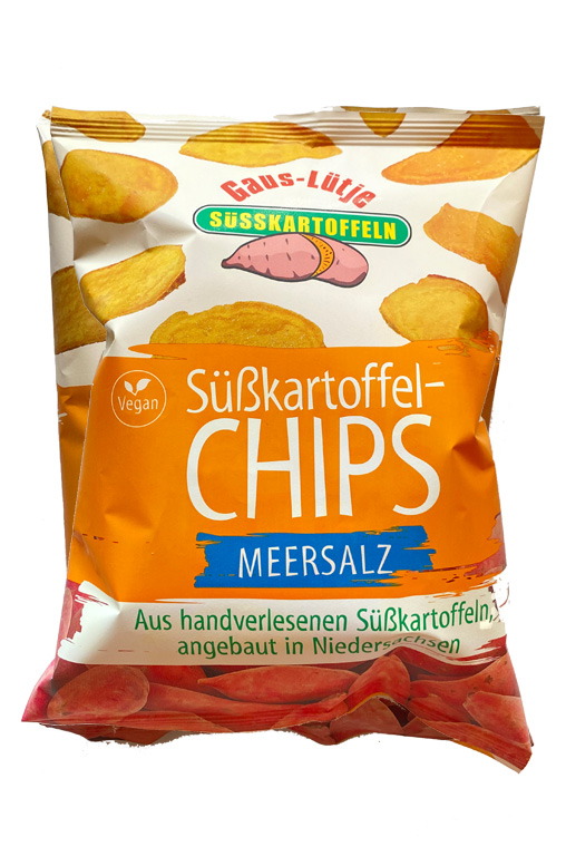 Süßkartoffel-Chips in der Sorte Meersalz