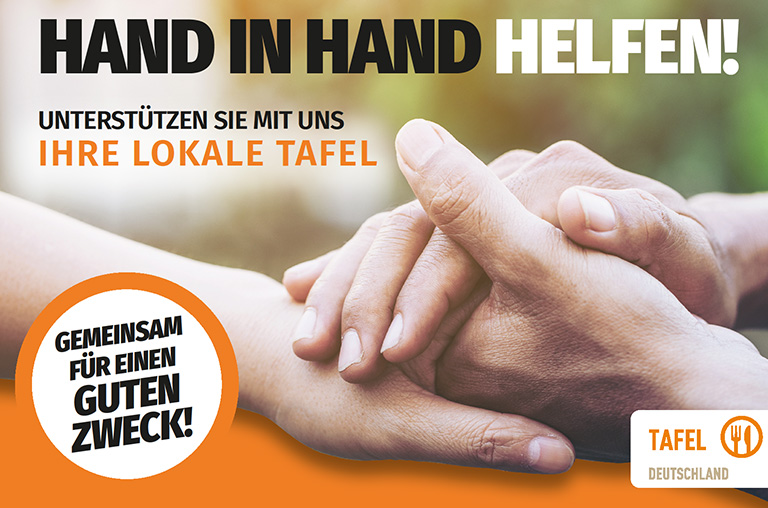 Plakat zur Tafelaktion "Hand in Hand helfen"