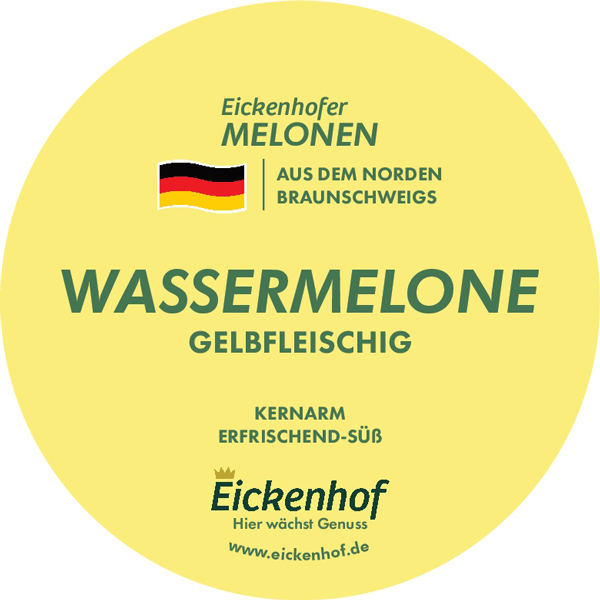 Etikett Wassermelone gelbfleischig kernarm